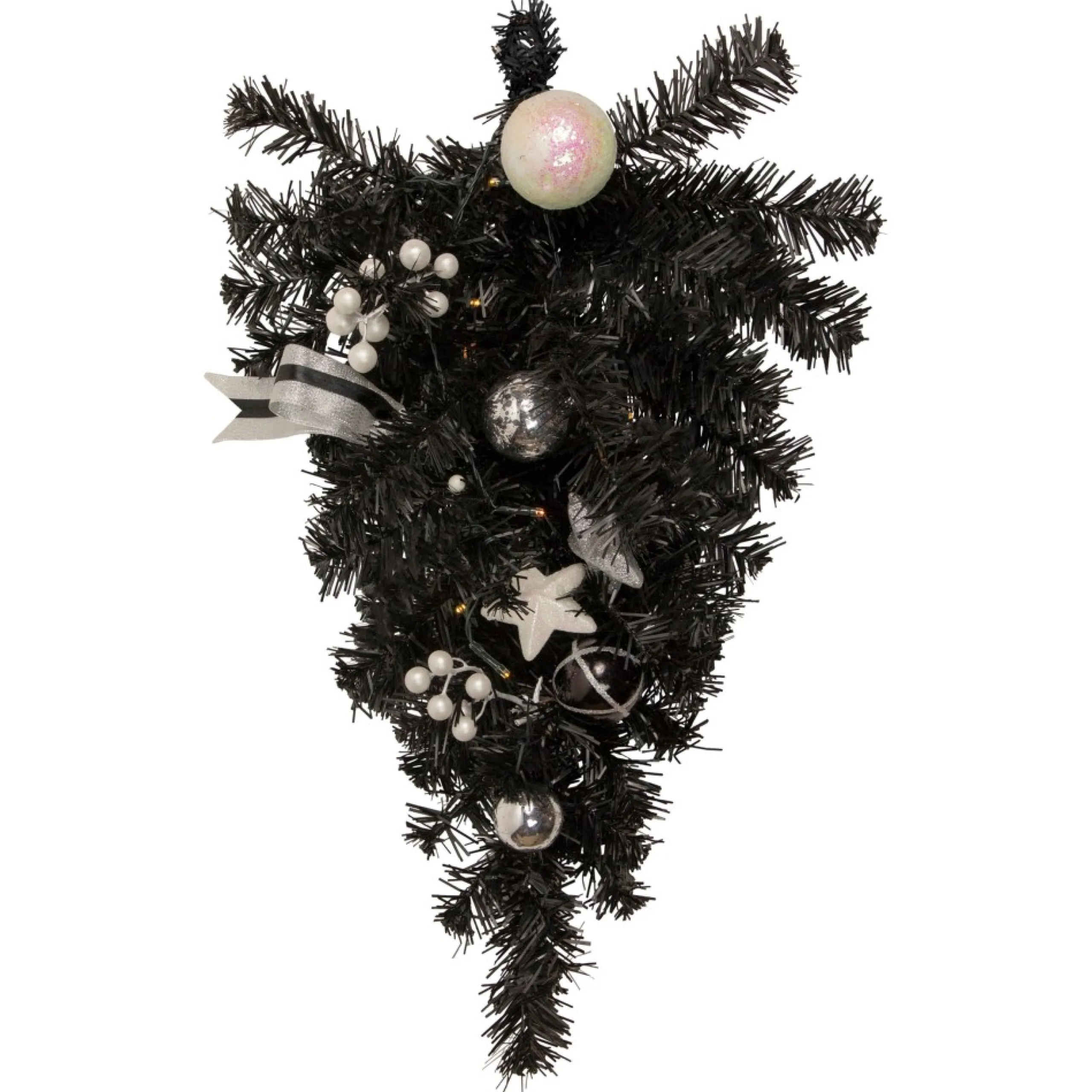 Pre-Lit Teardrops*Northlight 20" Pre-Lit Decorated Black Pine Artificial Teardrop Christmas Swag, Warm White Led Lights