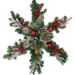 Specialty Wreaths*Northlight 32" Pre-Lit Decorated Frosted Pine Cone And Berries Artificial Christmas Snowflake Wreath