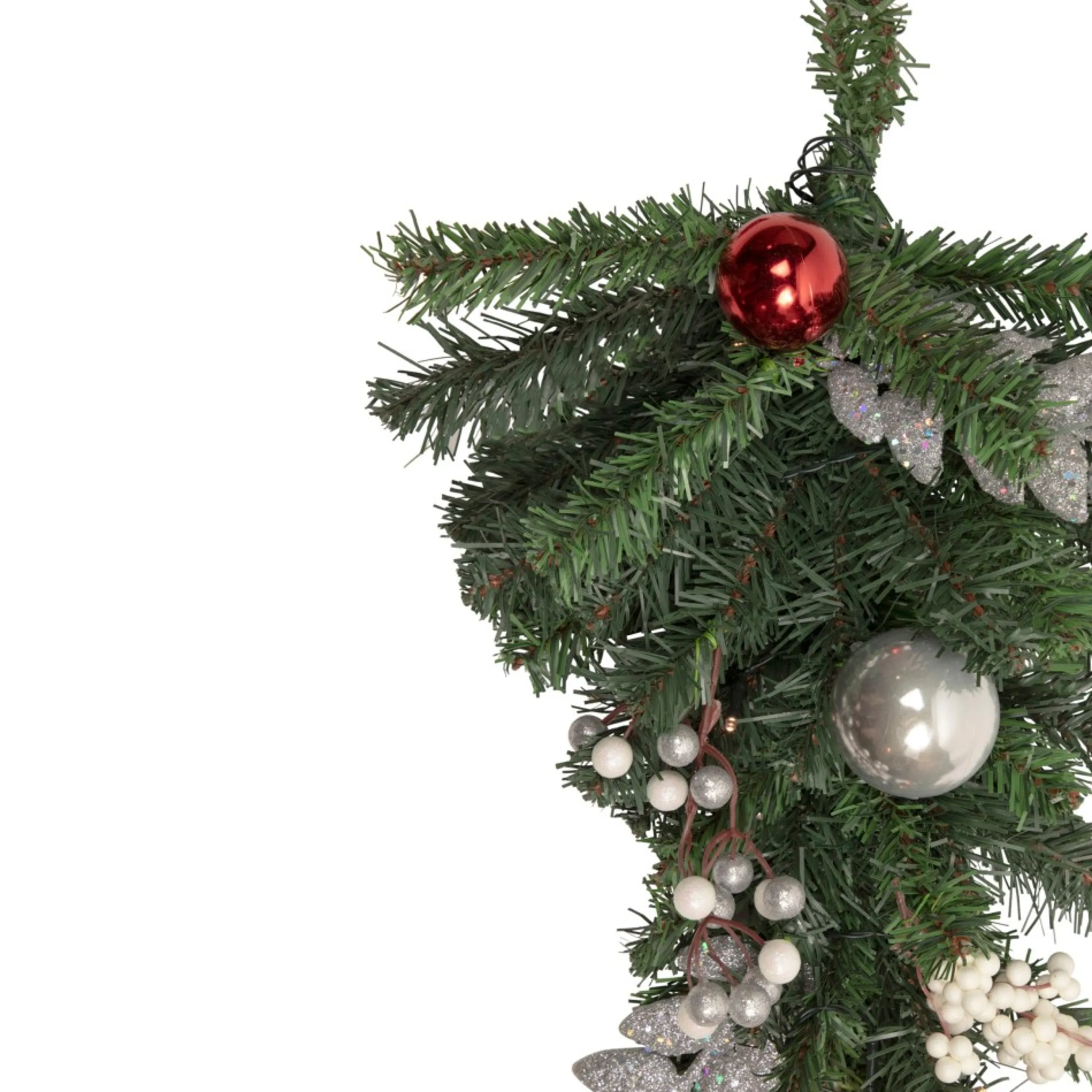 Pre-Lit Teardrops*Northlight 20" Pre-Lit Decorated Green Pine Artificial Teardrop Christmas Swag, Cool White Led Lights