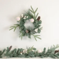 Specialty Wreaths*Northlight 16" Pre-Lit Decorated Mixed Pine And White Berries Artificial Christmas Wreath