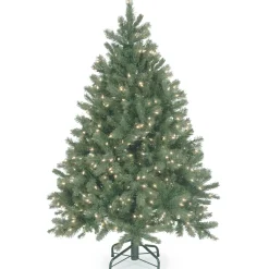 National Tree Company 4 And 4.5 Feet Tall>4.5' Pre-Lit Downswept Douglas Blue Fir Christmas Tree, Clear Lights