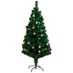 Nearly Natural 5 And 5.5 Feet Tall>5' Pre-Lit Fiber Optic Artificial Christmas Tree With Star, Led Multicolor Lights