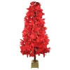 Northlight Fiber Optic Trees>4' Pre-Lit Fiber Optic Color Changing Red Poinsettia Christmas Tree