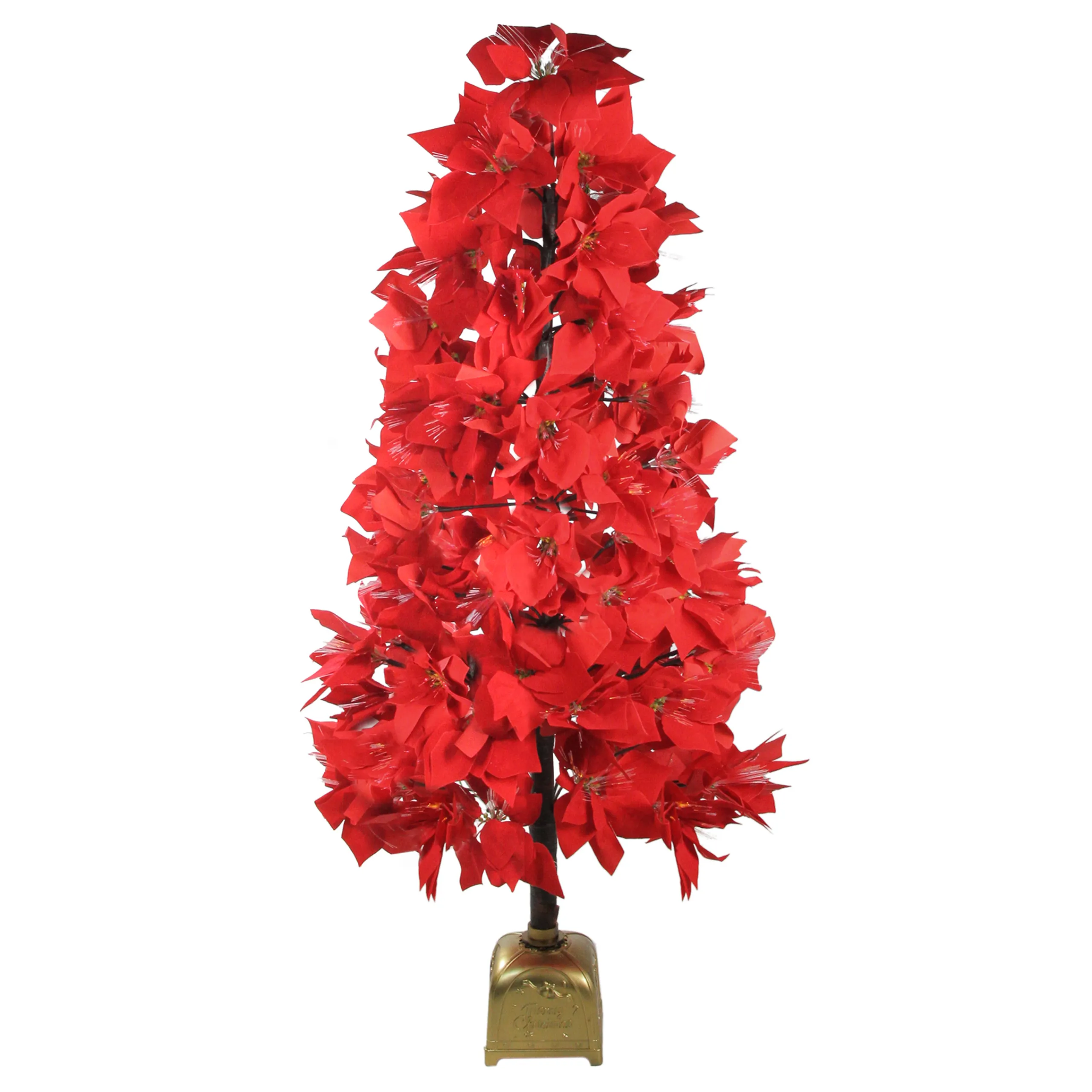 Northlight Fiber Optic Trees>4' Pre-Lit Fiber Optic Color Changing Red Poinsettia Christmas Tree