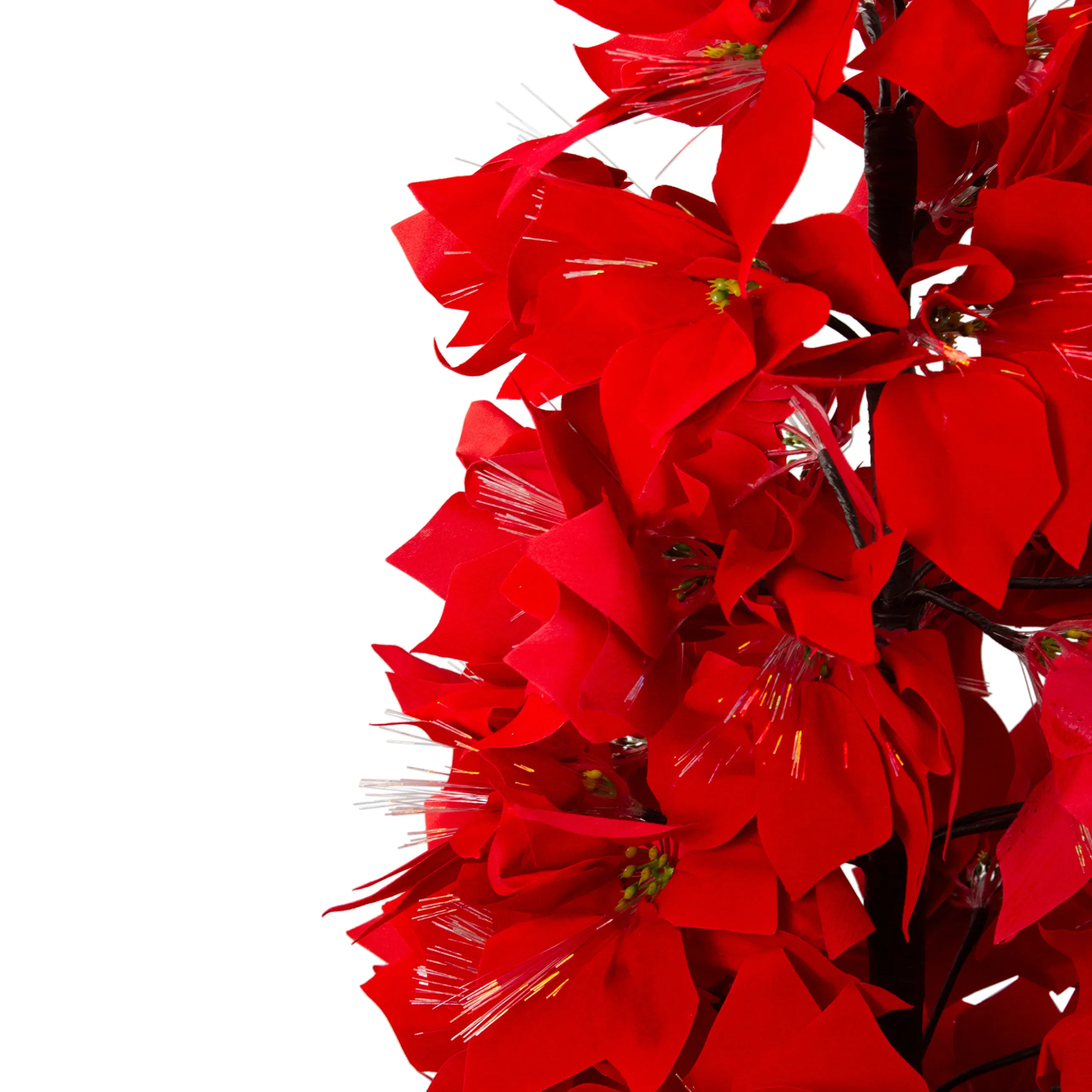 Northlight Fiber Optic Trees>4' Pre-Lit Fiber Optic Color Changing Red Poinsettia Christmas Tree