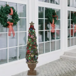 Northlight Topiaries>5' Prelit Fiber Optic Led Topiary Outdoor Artificial Christmas Tree