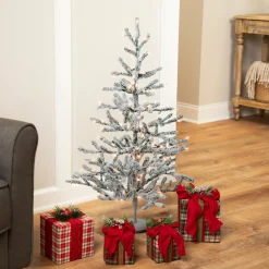 Northlight 3 And 3.5 Feet Tall>3' Pre-Lit Flocked Alpine Twig Artificial Christmas Tree - Warm White Lights