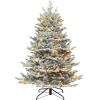 CC Christmas Decor Pre-Lit Traditional Trees>4.5' Pre-Lit Flocked Downswept Douglas Fir Full Artificial Christmas Tree, Clear Lights