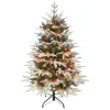 CC Christmas Decor Pre-Lit Traditional Trees>4.5' Pre-Lit Flocked Halifax Fir Full Artificial Christmas Tree, Clear Lights