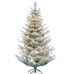 CC Christmas Decor Pre-Lit Traditional Trees>7.5' Pre-Lit Flocked Hillside Spruce Artificial Christmas Tree, Clear Lights