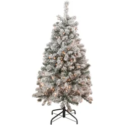 Northlight 4 And 4.5 Feet Tall>4.5' Pre-Lit Flocked Madison Pine Artificial Christmas Tree, Clear Lights