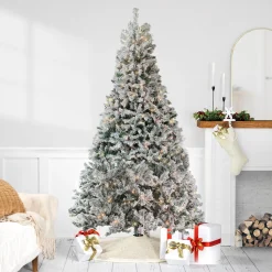 Northlight 6 And 6.5 Feet Tall>6.5' Pre-Lit Flocked Pine Medium Artificial Christmas Tree - Clear Lights