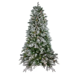 Northlight Pre-Lit Traditional Trees>7.5' Pre-Lit Flocked Rosemary Emerald Angel Pine Artificial Christmas Tree - Clear Led Lights