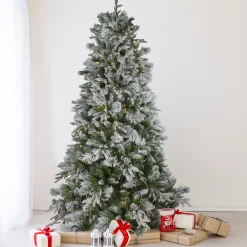 Northlight Pre-Lit Traditional Trees>7.5' Pre-Lit Flocked Rosemary Emerald Angel Pine Artificial Christmas Tree - Clear Led Lights