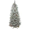 Northlight 7 And 7.5 Feet Tall>7.5' Pre-Lit Flocked Slim Colorado Spruce Artificial Christmas Tree - Clear Dura-Lit Lights
