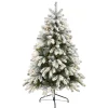 Nearly Natural 5 And 5.5 Feet Tall>5' Pre-Lit Flocked South Carolina Artificial Christmas Tree, Clear Led Lights