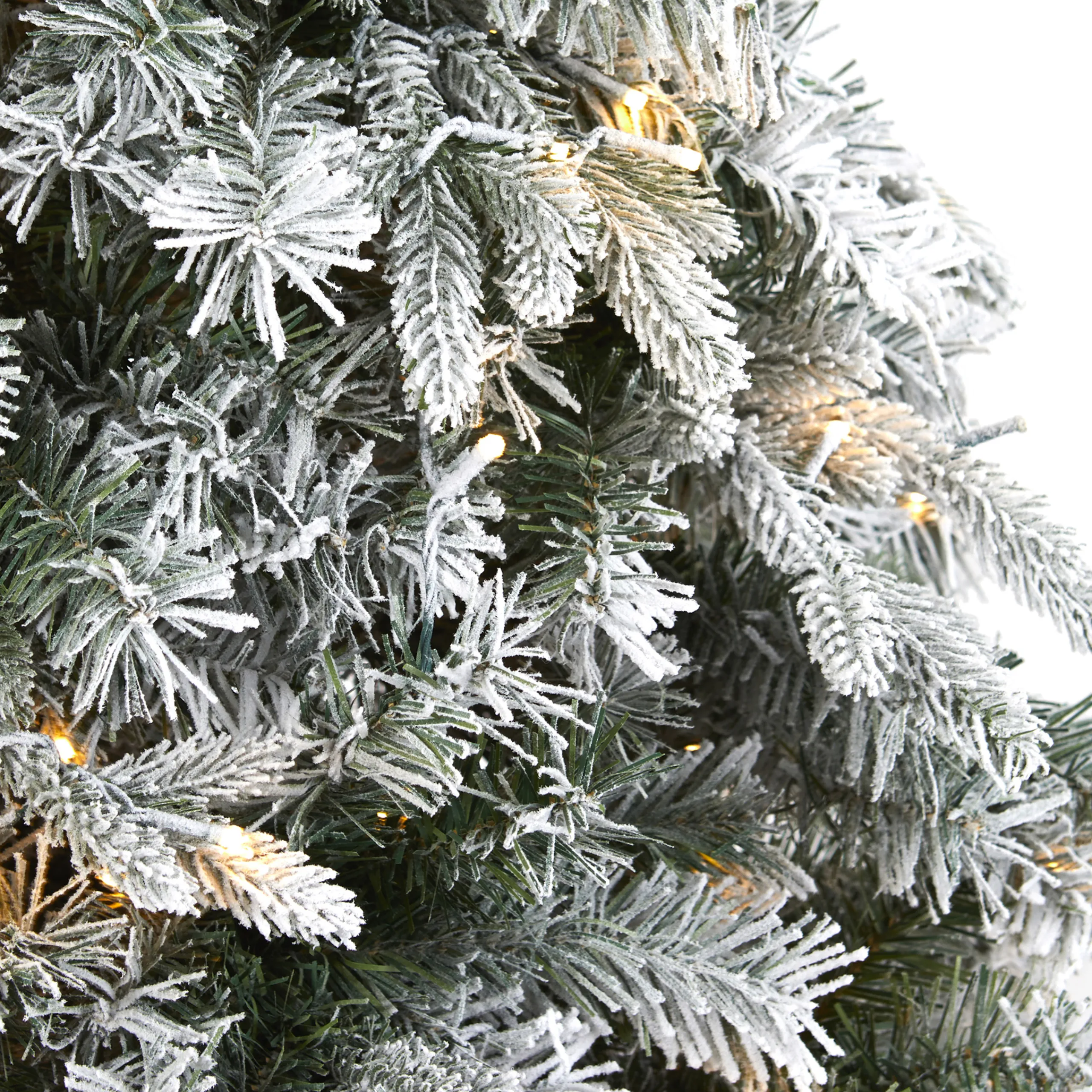 Nearly Natural 5 And 5.5 Feet Tall>5' Pre-Lit Flocked Vermont Pine Artificial Christmas Tree, Warm Clear Led Lights