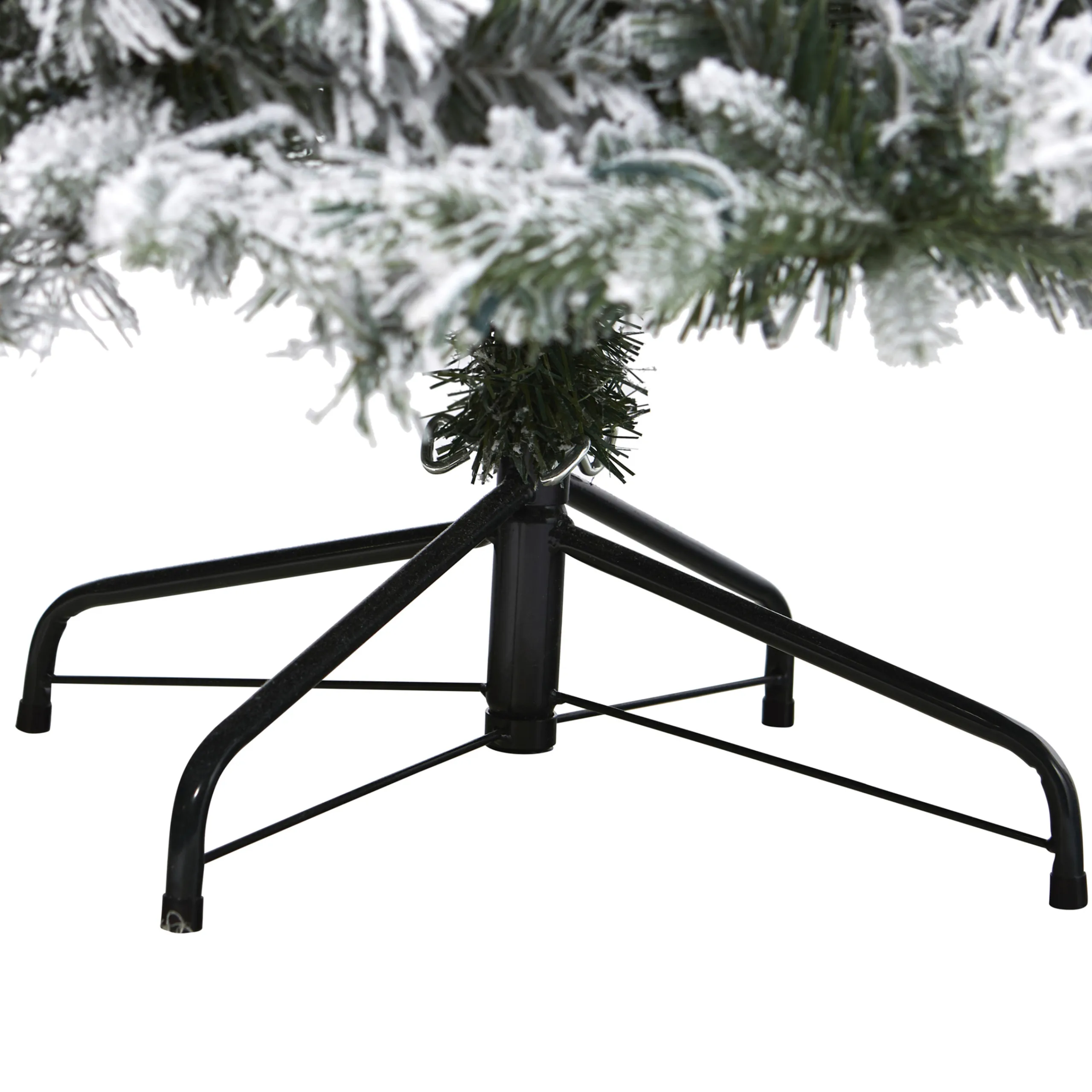 Nearly Natural 5 And 5.5 Feet Tall>5' Pre-Lit Flocked Vermont Pine Artificial Christmas Tree, Warm Clear Led Lights