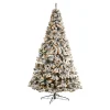 Nearly Natural 10 To 14 Feet Tall>10' Pre-Lit Flocked West Virginia Fir Artificial Christmas Tree, Warm Clear Led Lights