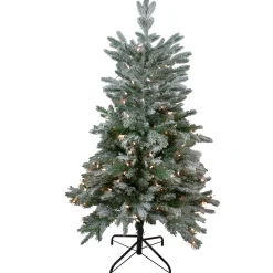 Northlight 4 And 4.5 Feet Tall>4.5' Pre-Lit Flocked Whistler Noble Fir Artificial Christmas Tree, Clear Lights