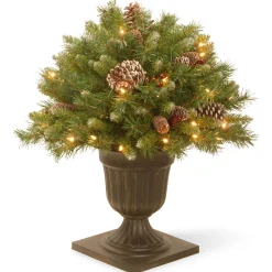 National Tree Company Potted Trees>2' Pre-Lit Frosted Berry Porch Artificial Christmas Tree, Clear Lights