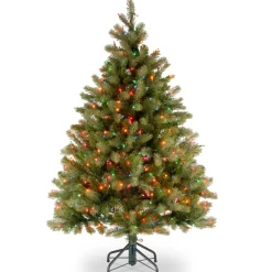 National Tree Company 4 And 4.5 Feet Tall>4.5' Pre-Lit Full Downswept Douglas Fir Artificial Christmas Tree, Multi-Color Lights