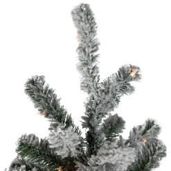 Northlight 7 And 7.5 Feet Tall>7.5' Pre-Lit Full Flocked Natural Emerald Artificial Christmas Tree - Warm Clear Lights