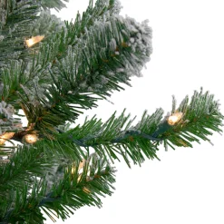 Northlight 4 And 4.5 Feet Tall>4.5' Pre-Lit Full Flocked Natural Emerald Artificial Christmas Tree - Warm Clear Lights