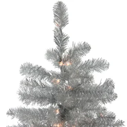 Northlight 7 And 7.5 Feet Tall>7.5' Pre-Lit Full Metallic Tinsel Artificial Christmas Tree, Clear Lights