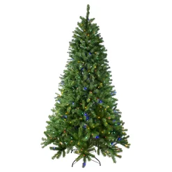 Northlight 7 And 7.5 Feet Tall>7.5' Pre-Lit Full Multi-Function Basset Pine Artificial Christmas Tree - Dual Color Led Lights