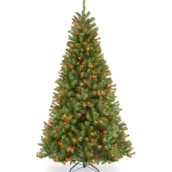National Tree Company 9 And 9.5 Feet Tall>9' Pre-Lit Full North Valley Spruce Artificial Christmas Tree, Multicolor Lights