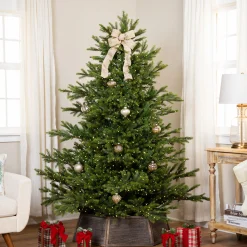 Northlight 7 And 7.5 Feet Tall>7.5' Pre-Lit Full Oregon Noble Fir Artificial Christmas Tree - Warm White Led Lights