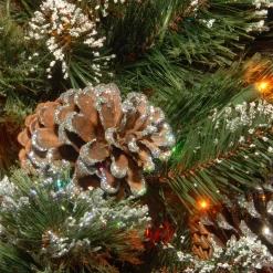 National Tree Company 3 And 3.5 Feet Tall>3' Pre-Lit Glittering Pine Pencil Slim Artificial Christmas Tree, Multicolor Lights