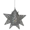 Northlight Stars>5" Pre-Lit Gray Cut Out Star Hanging Christmas Ornament