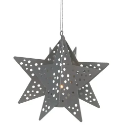 Northlight Stars>5" Pre-Lit Gray Cut Out Star Hanging Christmas Ornament