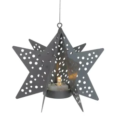 Northlight Stars>5" Pre-Lit Gray Cut Out Star Hanging Christmas Ornament