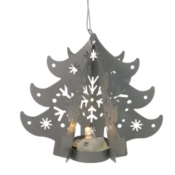 Northlight Trees & Wreaths>4.5" Prelit Gray Cut Out Tree Christmas Ornament