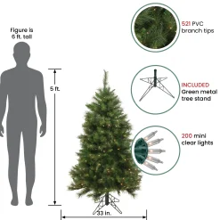 Northlight 5 And 5.5 Feet Tall>5' Pre-Lit Green Medium Beaver Pine Artificial Christmas Tree, Clear Lights