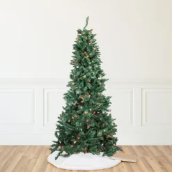 Northlight 9 And 9.5 Feet Tall>9' Pre-Lit Green Slim Pine Artificial Christmas Tree - Multicolor Lights