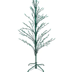 Northlight Yard Art Trees>4' Pre-Lit Green Slim Profile Cascade Twig Christmas Tree - Green Lights