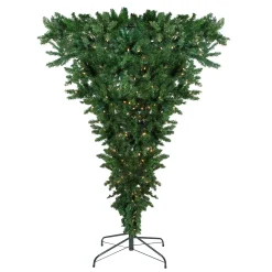 Northlight 7 And 7.5 Feet Tall>7' Pre-Lit Green Spruce Artificial Upside Down Christmas Tree - Clear Lights