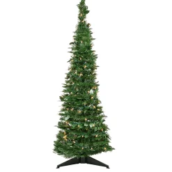 Northlight Pop Up Trees>4' Pre-Lit Green Tinsel Pop-Up Artificial Christmas Tree, Clear Lights