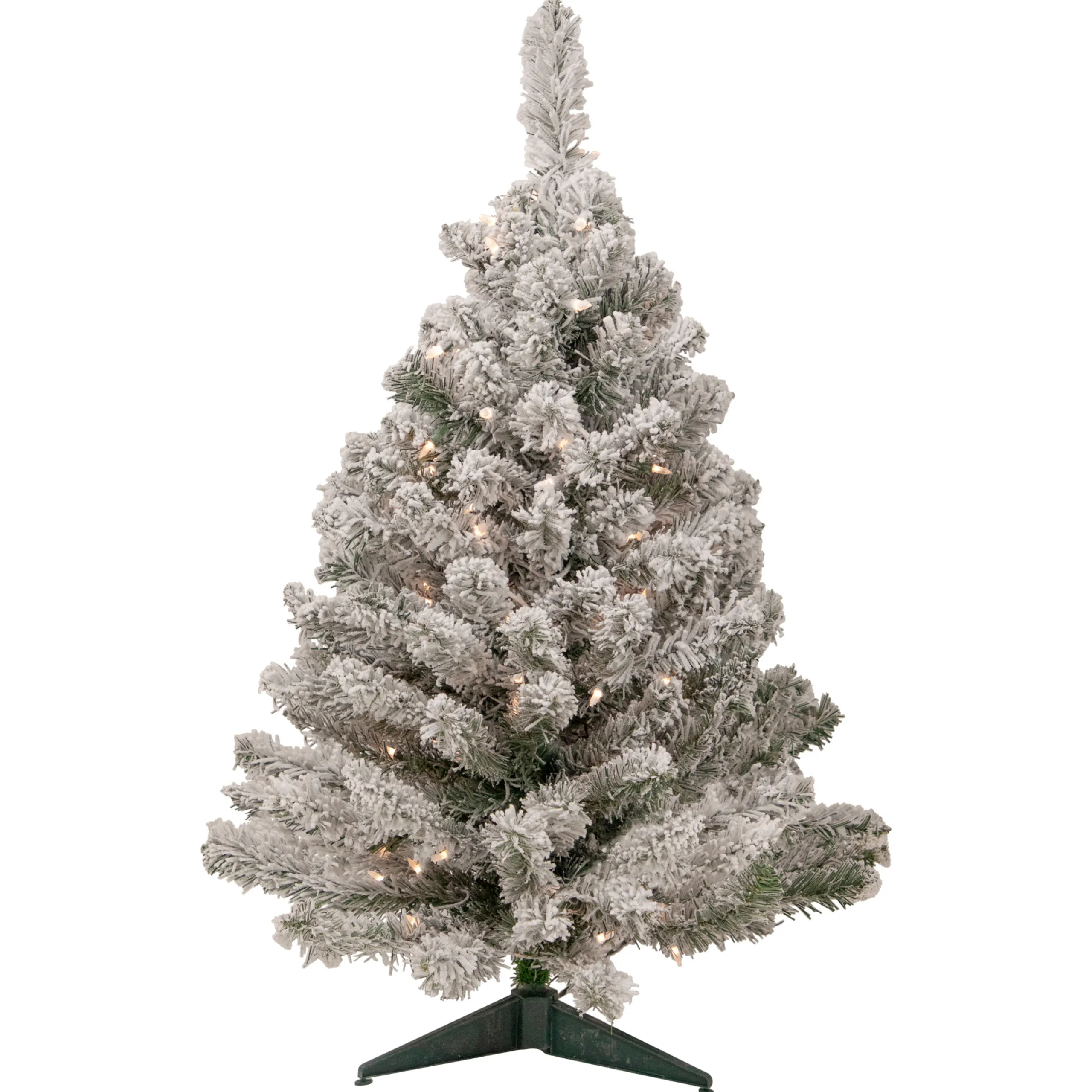 Northlight 3 And 3.5 Feet Tall>3' Pre-Lit Heavily Flocked Madison Pine Medium Artificial Christmas Tree, Clear Lights