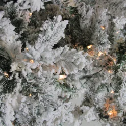 Northlight Pre-Lit Traditional Trees>12' Pre-Lit Heavily Flocked Pine Medium Artificial Christmas Tree - Clear Lights