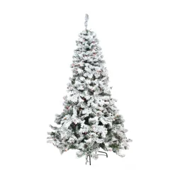 Northlight 9 And 9.5 Feet Tall>9' Pre-Lit Heavily Flocked Pine Medium Artificial Christmas Tree - Multicolor Lights