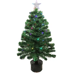 Northlight 3 And 3.5 Feet Tall>3' Pre-Lit Led Color Changing Fiber Optic Christmas Tree With Star Tree Topper