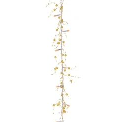 Pre-Lit Garland*Hofert 78" Pre-Lit Led Gold Beaded Artificial Christmas Garland