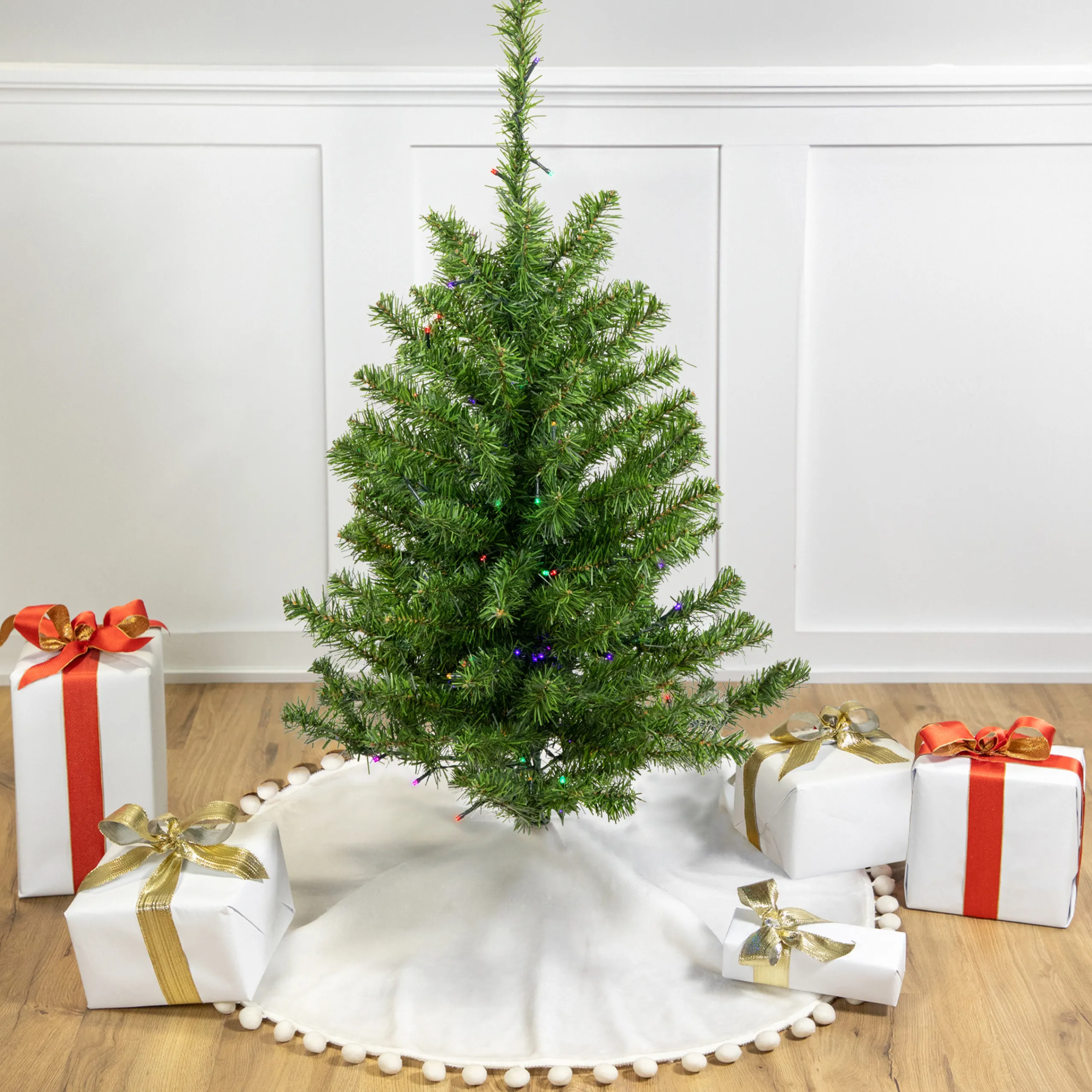 Northlight 3 And 3.5 Feet Tall>3' Pre-Lit Led Medium Canadian Pine Artificial Christmas Tree - Multicolor Lights