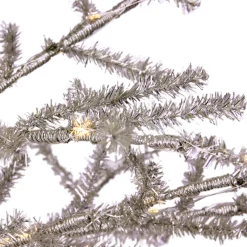 Northlight 3 And 3.5 Feet Tall>3' Pre-Lit Led Silver Tinsel Twig Artificial Christmas Tree - Clear Lights