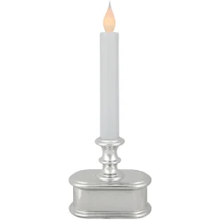 Northlight 9.25" Pre-Lit Led White And Silver Lighted Christmas Candle Lamp